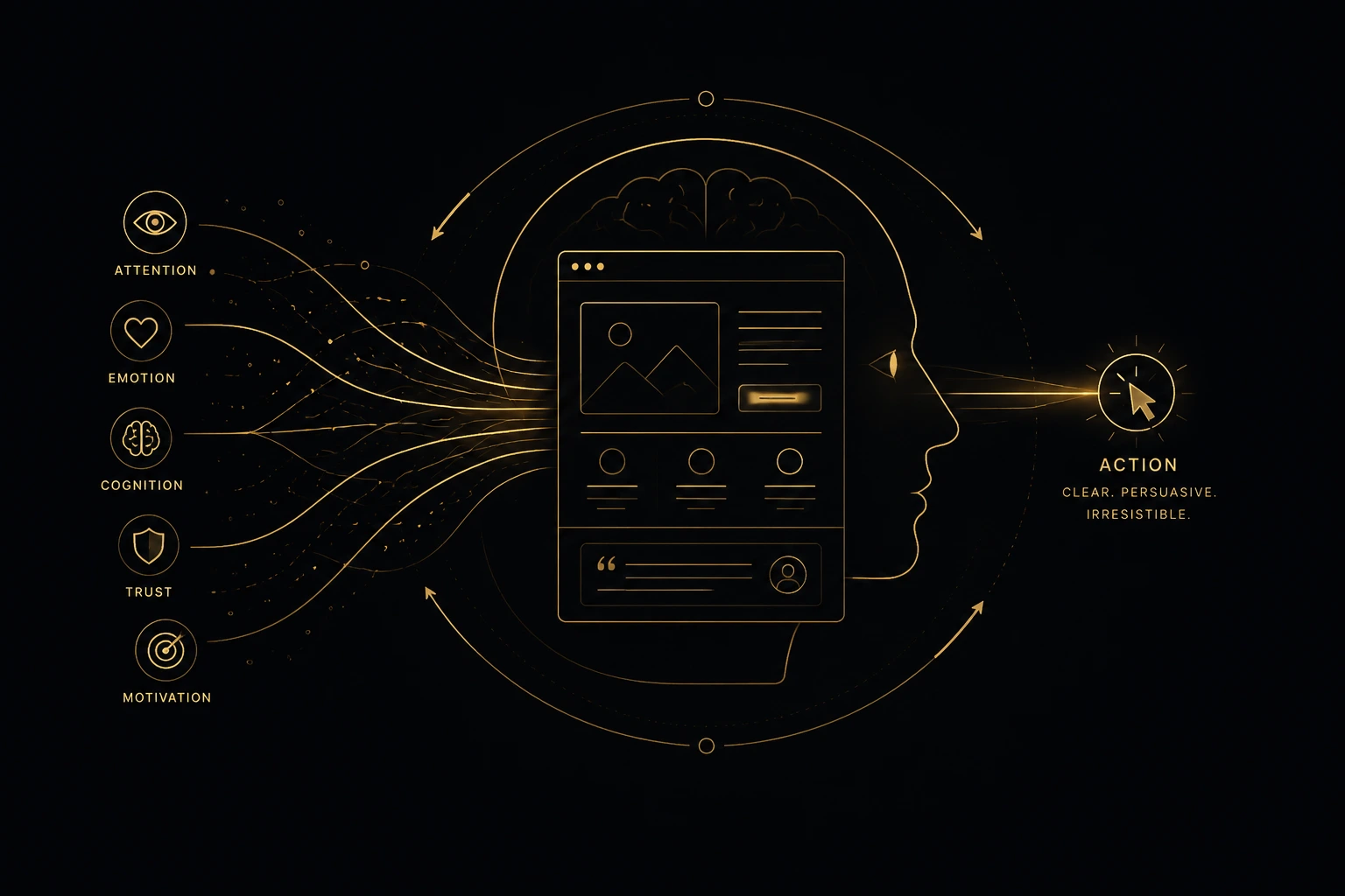 Psychology behind high-converting websites showing Decision Architecture™, trust and digital user decision pathways.