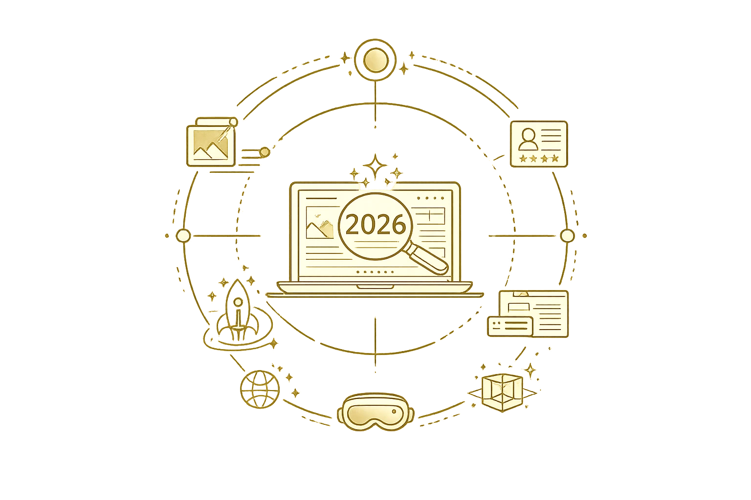 Modern web design trends for 2026 featuring AI-ready website architecture, immersive layouts and performance-focused user experience.
