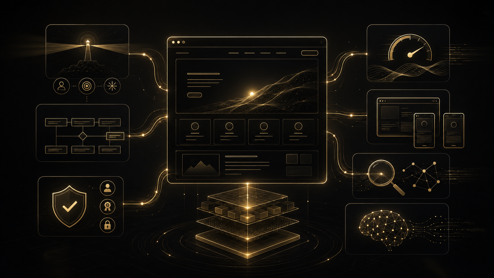 Professional business website in 2026 showing UX, performance, trust, SEO, AIO and scalability.