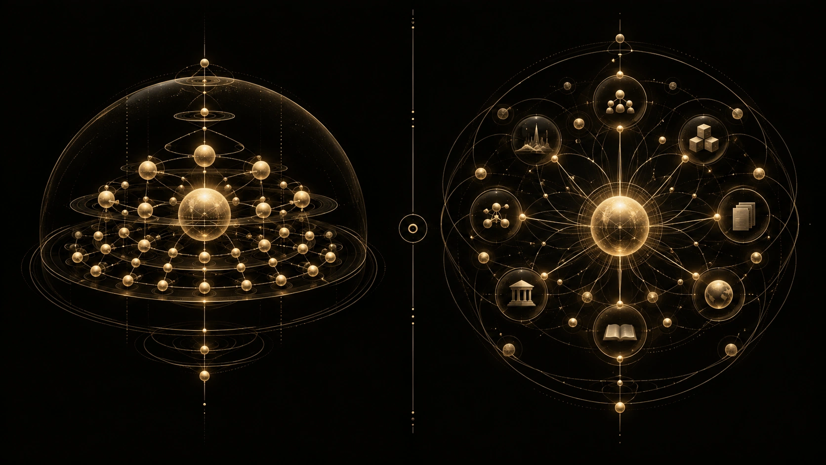 gouden_kosmische_netwerkdiagrammen Topical authority compared with Semantic Authority™ through subject depth, brand entities, evidence and connected knowledge relationships.